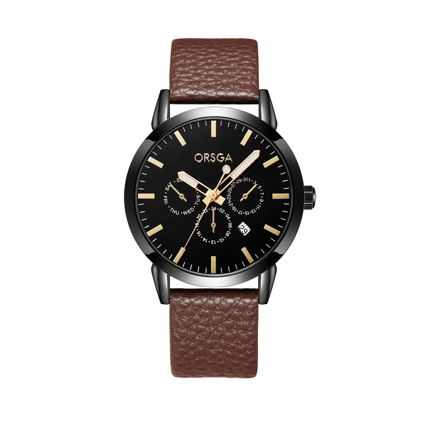 Oshga Brown Leather Watch for Men Women
