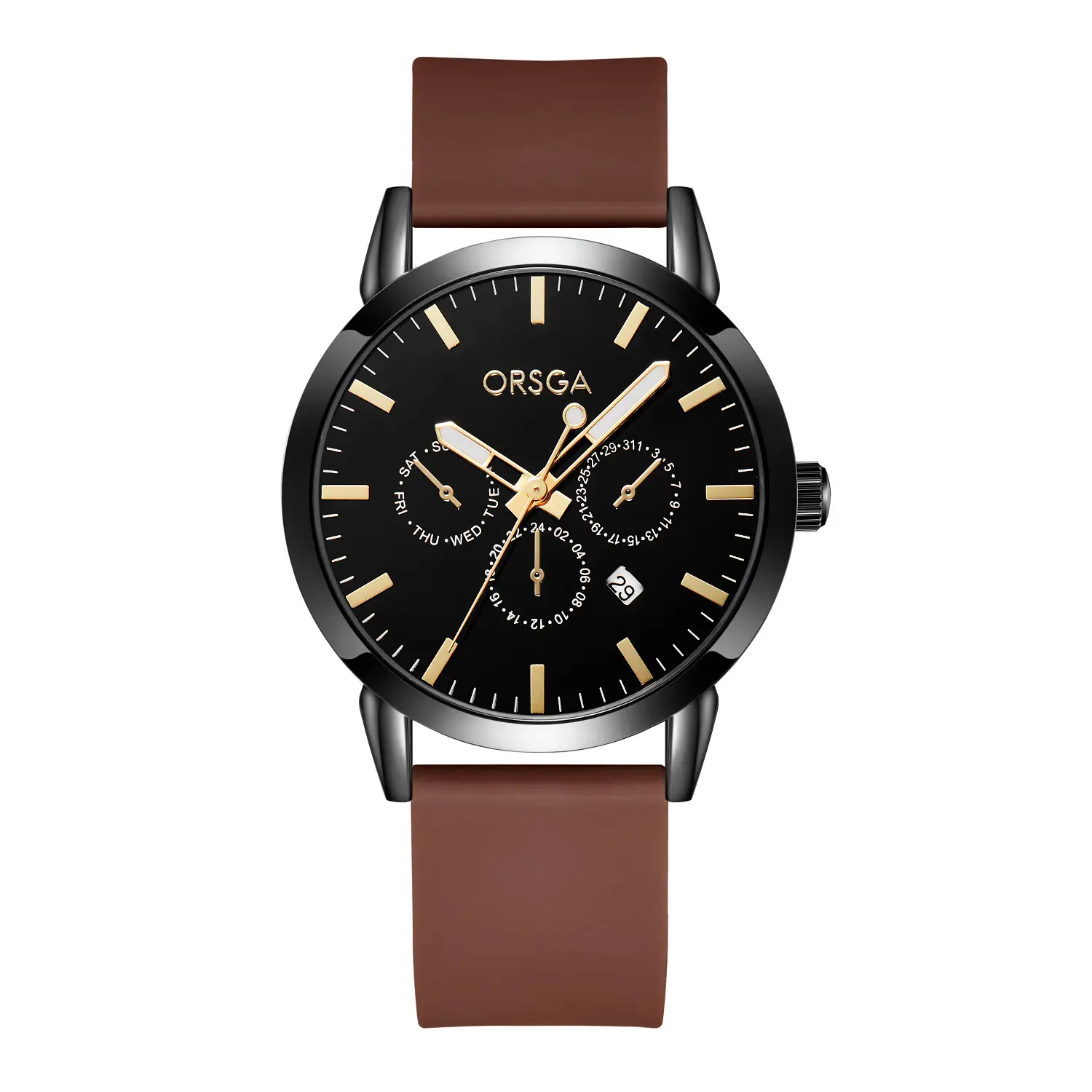Oshga Brown Leather Watch for Men Women