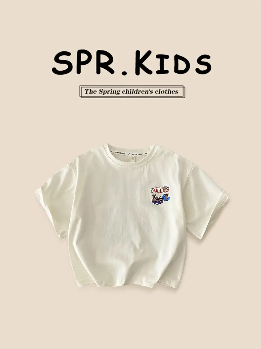 Kids Cartoon T-Shirt Shorts Set White Blue Summer 2025 - Image 4