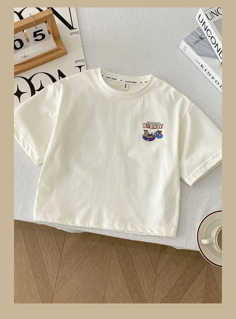 Kids Cartoon T-Shirt Shorts Set White Blue Summer 2025 — feature 12