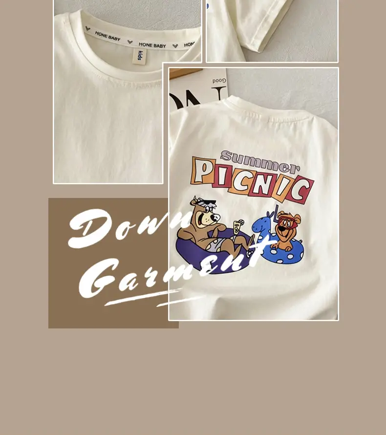 Kids Cartoon T-Shirt Shorts Set White Blue Summer 2025 — feature 3