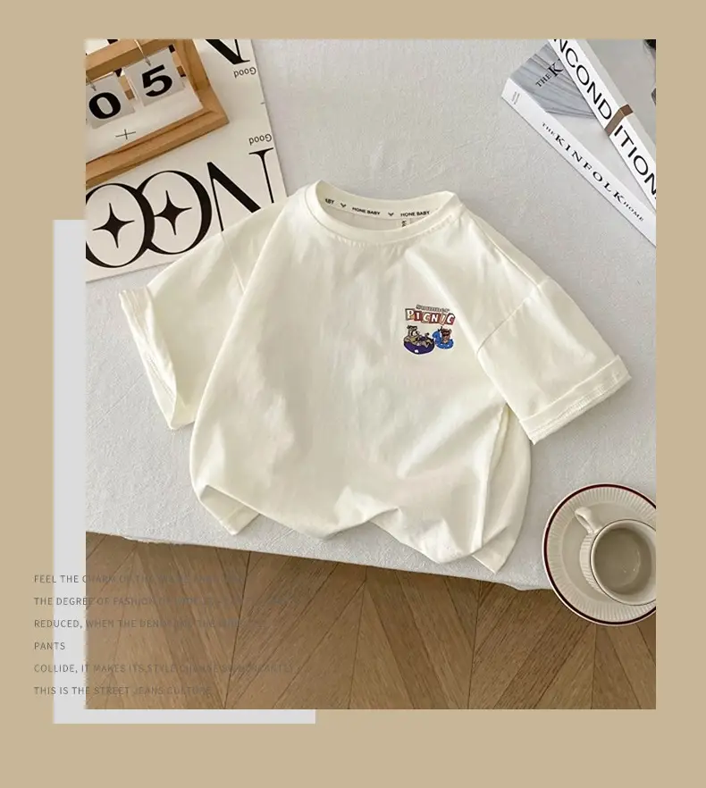 Kids Cartoon T-Shirt Shorts Set White Blue Summer 2025 — feature 9