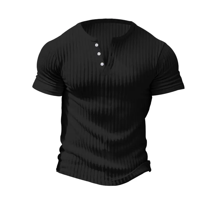 Men Black Knitted Short Sleeve T-Shirt — feature 13