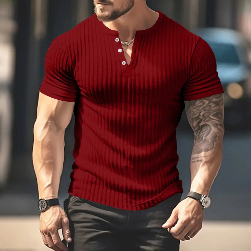 Men Black Knitted Short Sleeve T-Shirt — feature 15