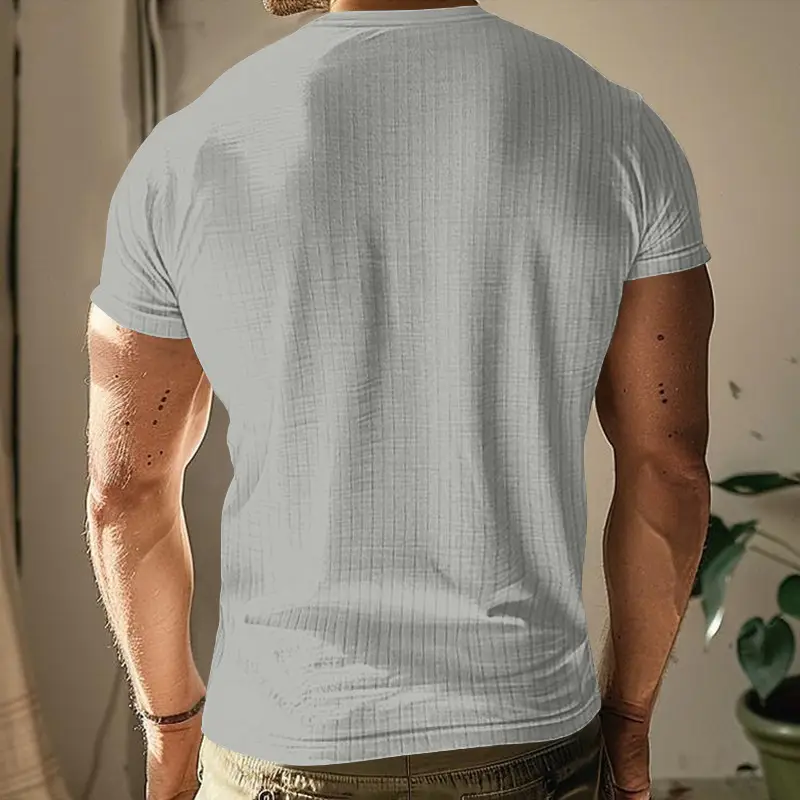 Men Black Knitted Short Sleeve T-Shirt — feature 24