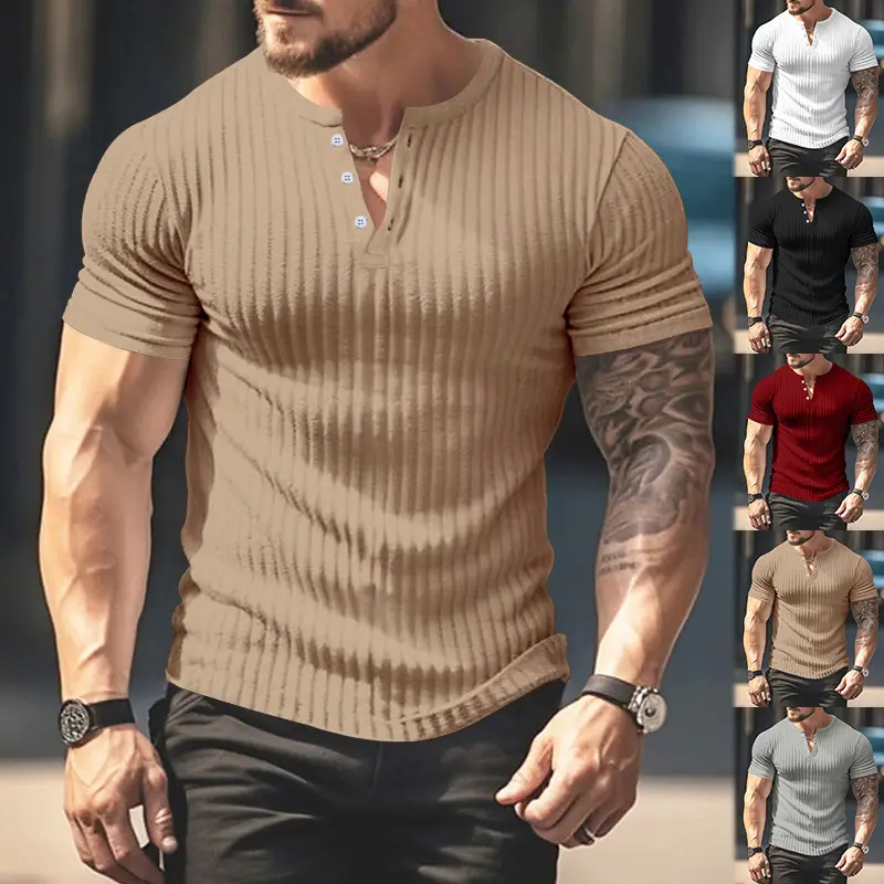 Men Black Knitted Short Sleeve T-Shirt — feature 4