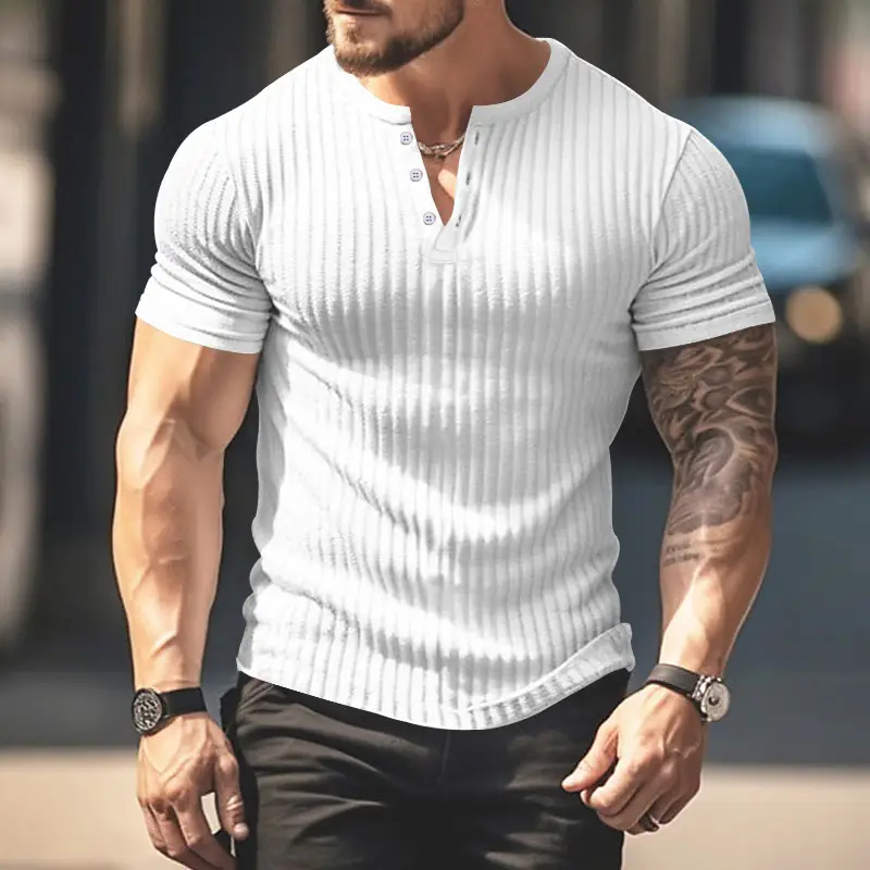 Men Black Knitted Short Sleeve T-Shirt — feature 6