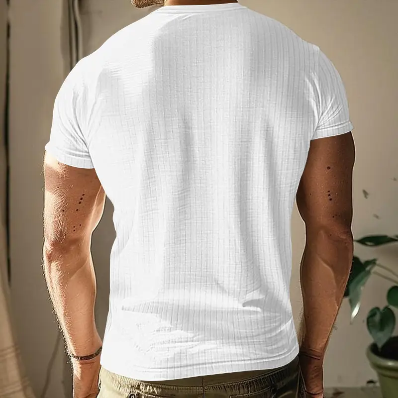 Men Black Knitted Short Sleeve T-Shirt — feature 7