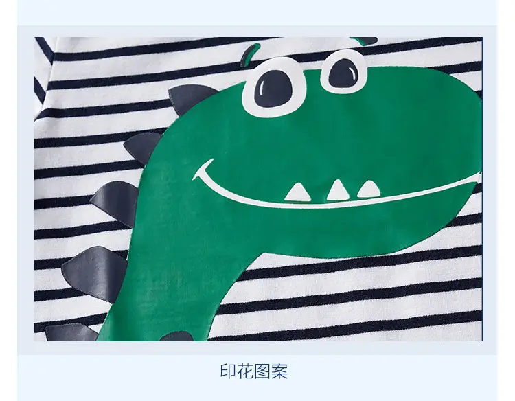 Kids Striped T-Shirt Boys Dinosaur Pattern 2025 — feature 11