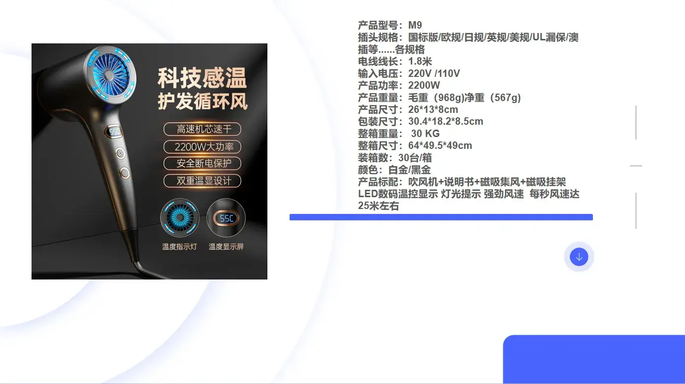 2400W Cross-Border Hair Dryer with Cold/Hot Air & Negative Ion — feature 2
