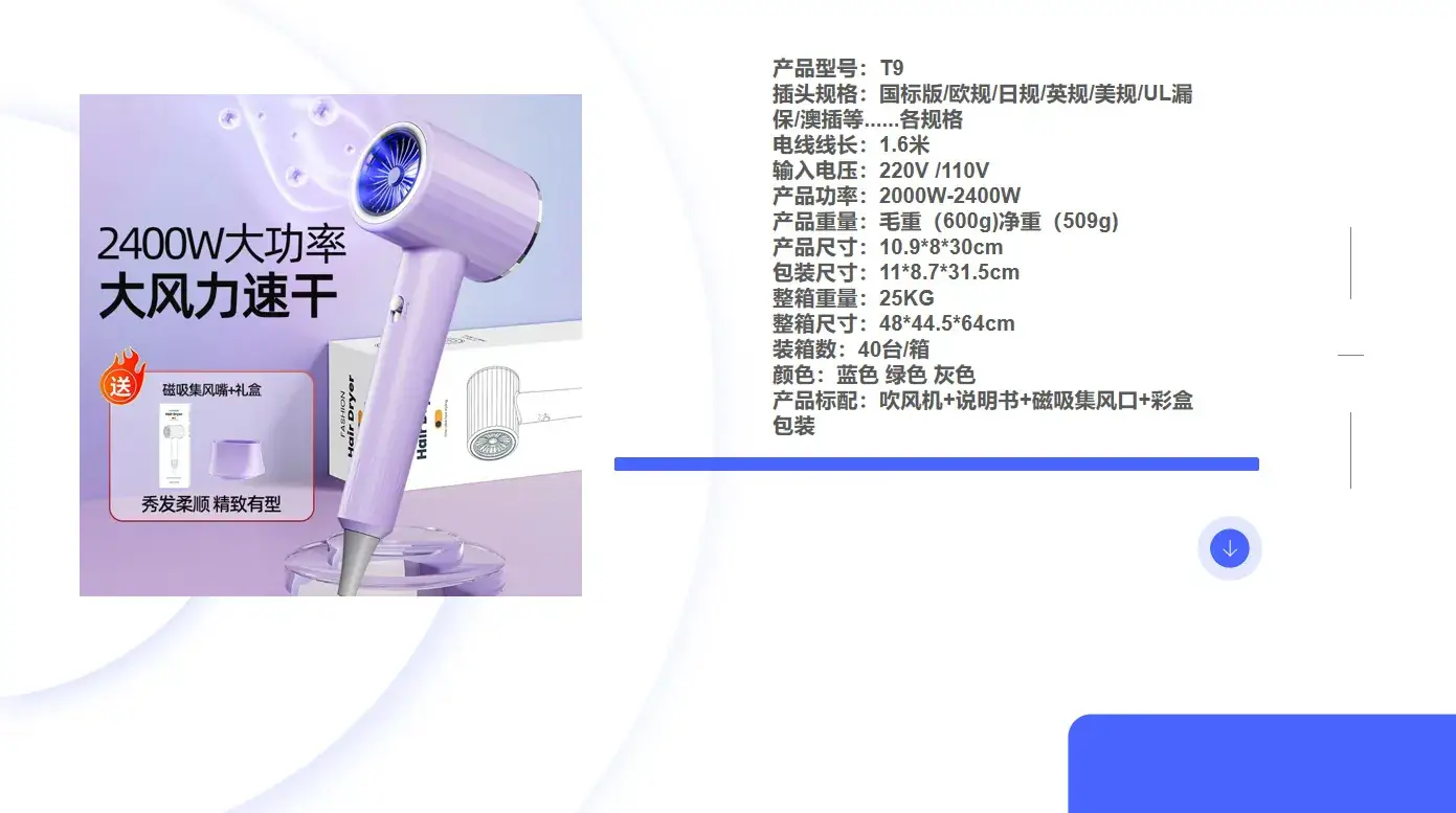 2400W Cross-Border Hair Dryer with Cold/Hot Air & Negative Ion — feature 3