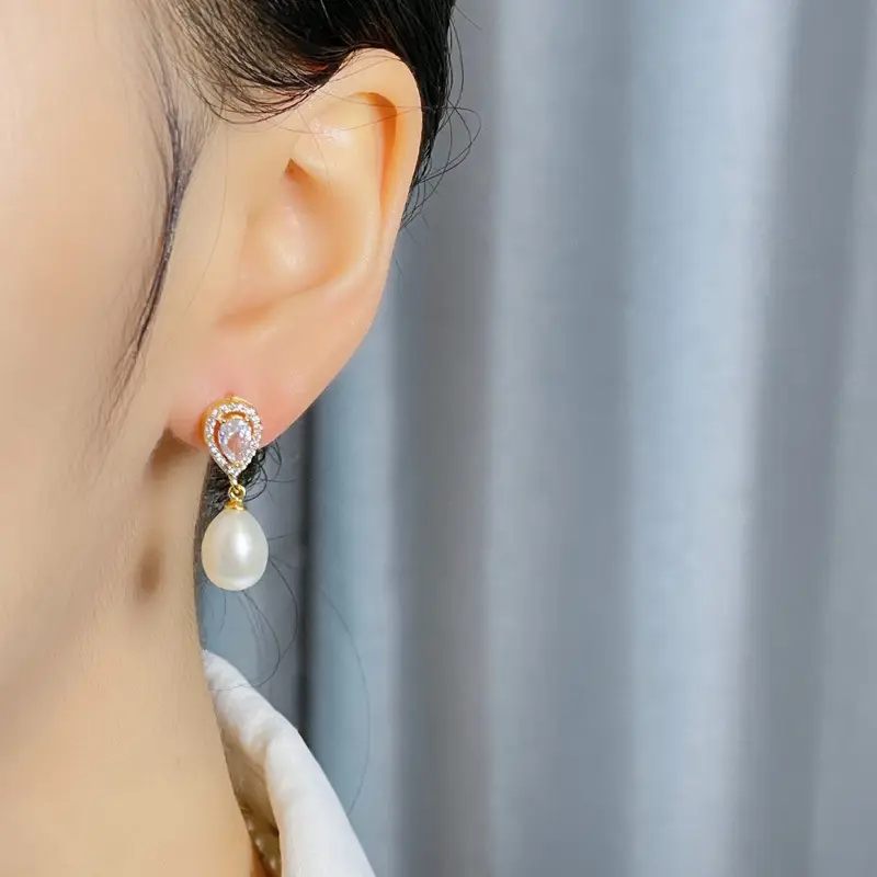 Copper Plated Pearl Drop Earrings for Women — feature 6