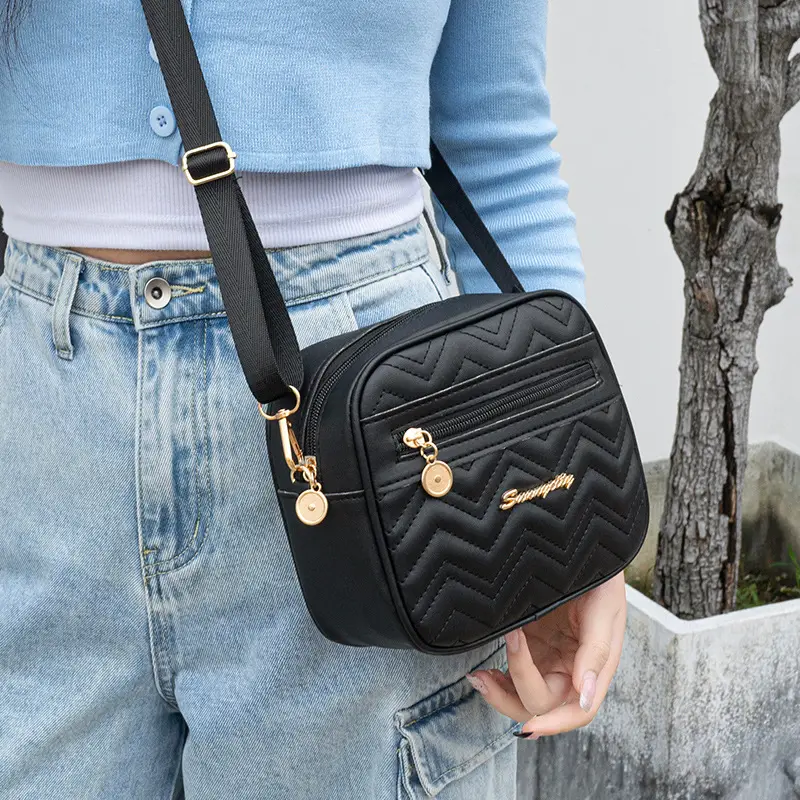 White Water Ripple Embroidered Crossbody Bag for Women