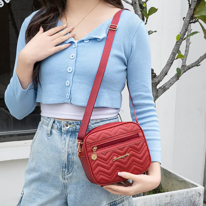 White Water Ripple Embroidered Crossbody Bag for Women