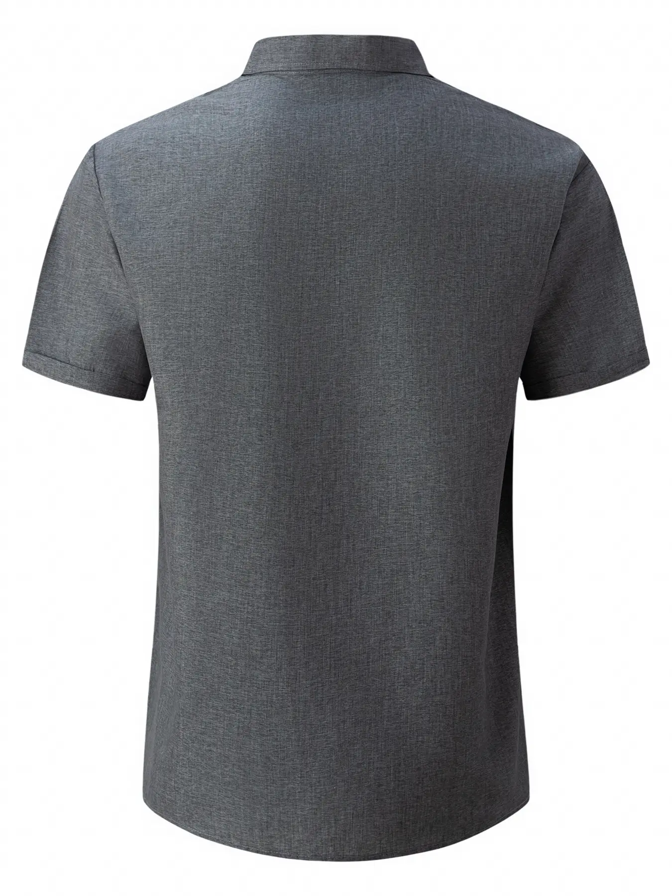 Men Cotton Linen Short Sleeve Shirt Grey Plus Size — feature 4