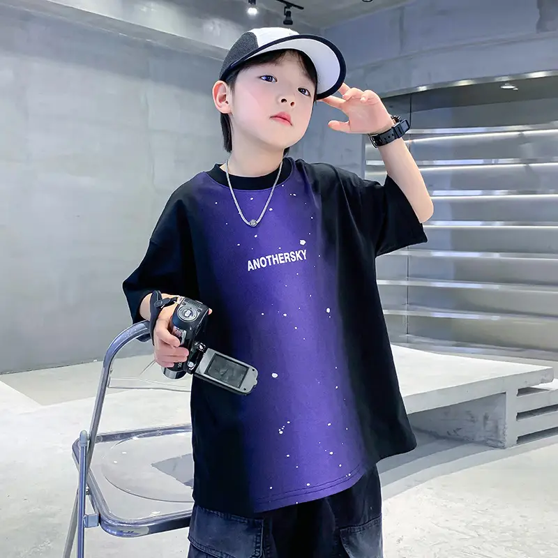 Boy's Purple Gradient Ink Short Sleeve T-Shirt 2025 - Image 2