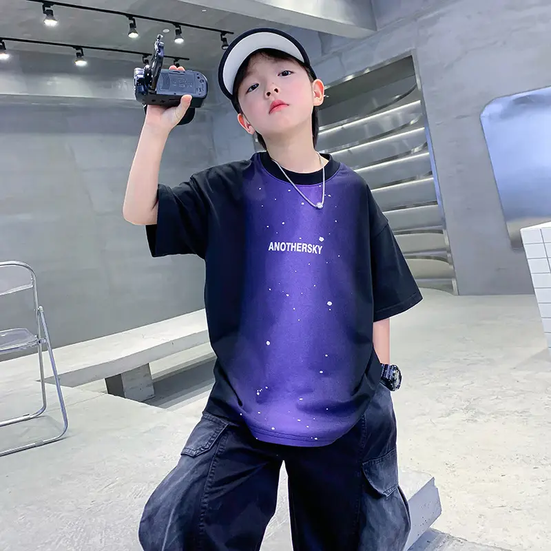 Boy's Purple Gradient Ink Short Sleeve T-Shirt 2025 - Image 3