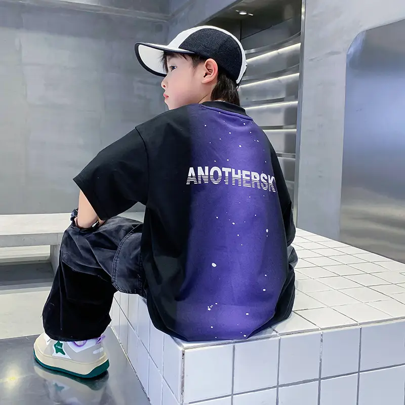 Boy's Purple Gradient Ink Short Sleeve T-Shirt 2025 - Image 4