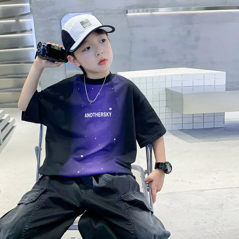 Boy's Purple Gradient Ink Short Sleeve T-Shirt 2025 - Image 5