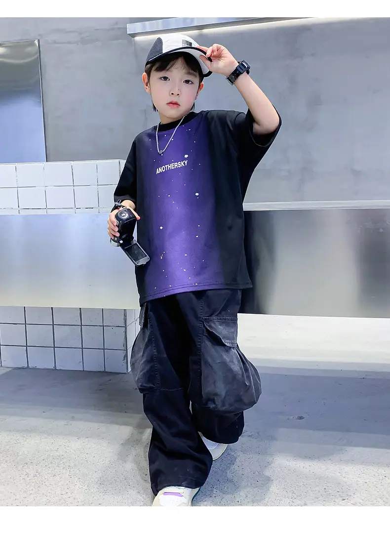 Boy's Purple Gradient Ink Short Sleeve T-Shirt 2025 — feature 14
