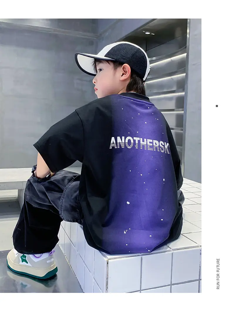 Boy's Purple Gradient Ink Short Sleeve T-Shirt 2025 — feature 15