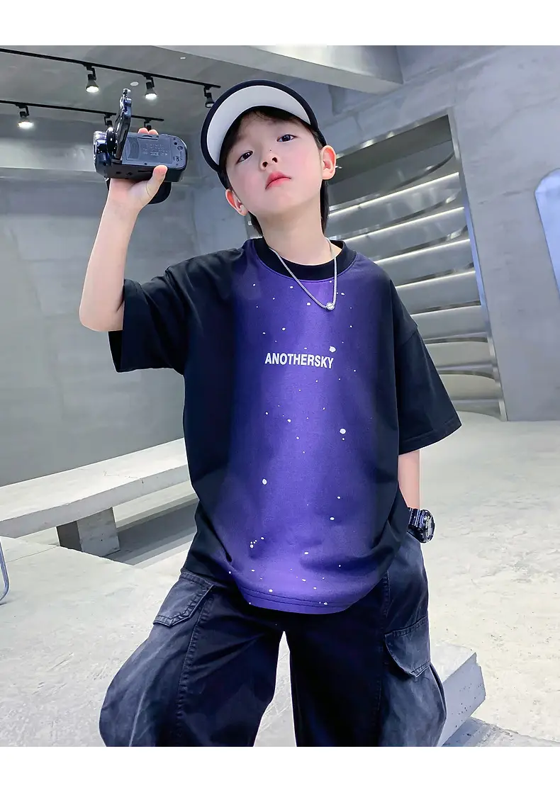 Boy's Purple Gradient Ink Short Sleeve T-Shirt 2025 — feature 16
