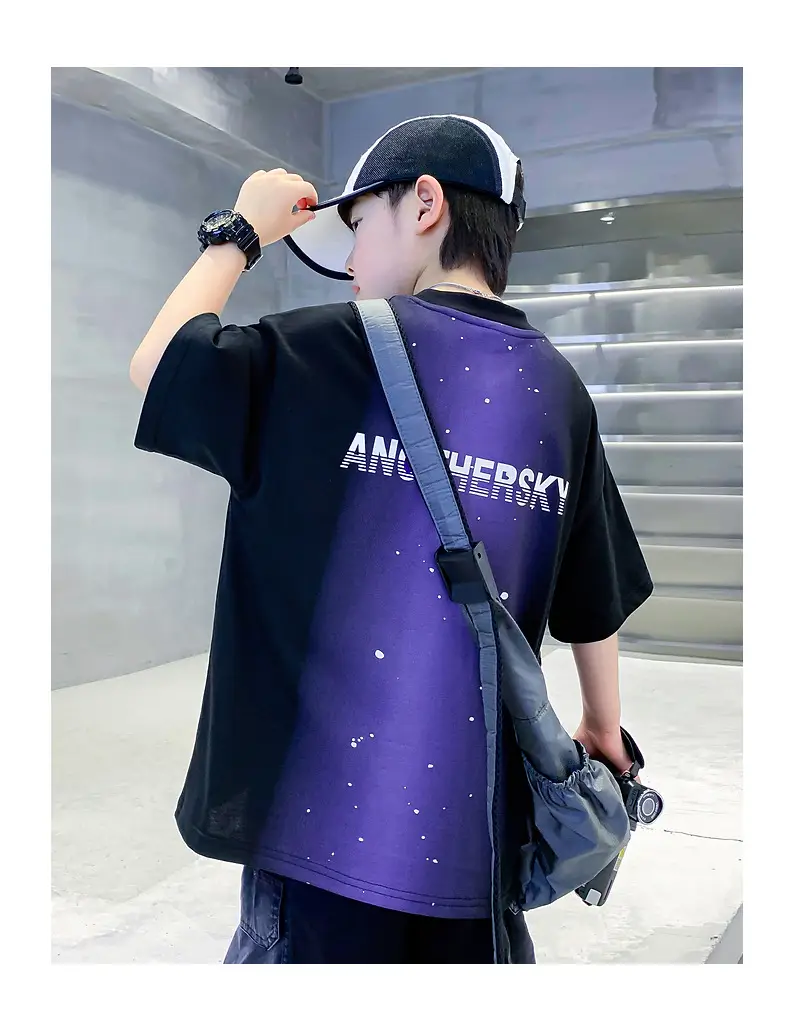 Boy's Purple Gradient Ink Short Sleeve T-Shirt 2025 — feature 17