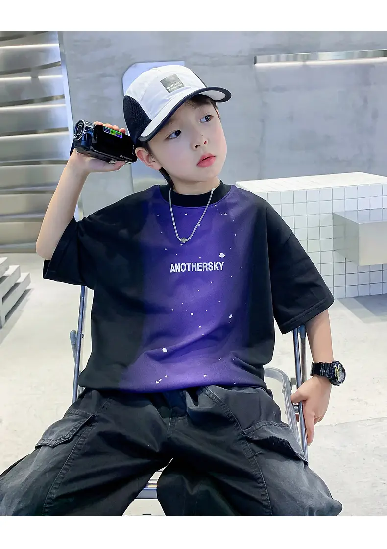 Boy's Purple Gradient Ink Short Sleeve T-Shirt 2025 — feature 18