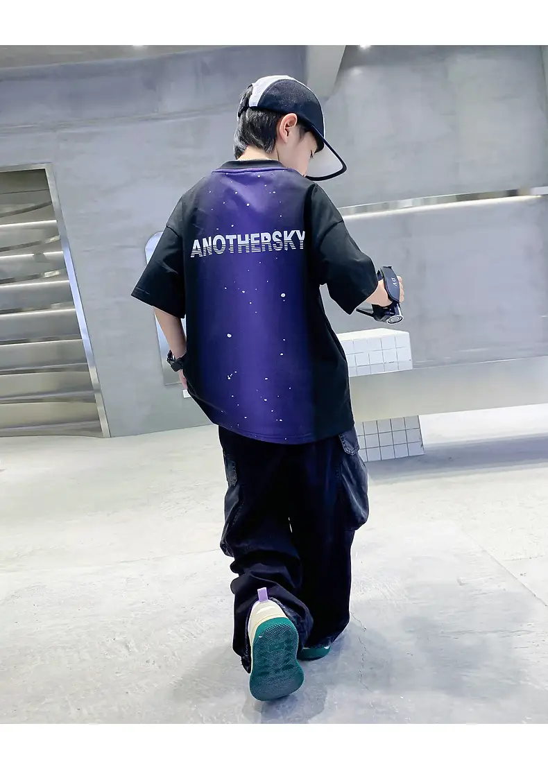 Boy's Purple Gradient Ink Short Sleeve T-Shirt 2025 — feature 19