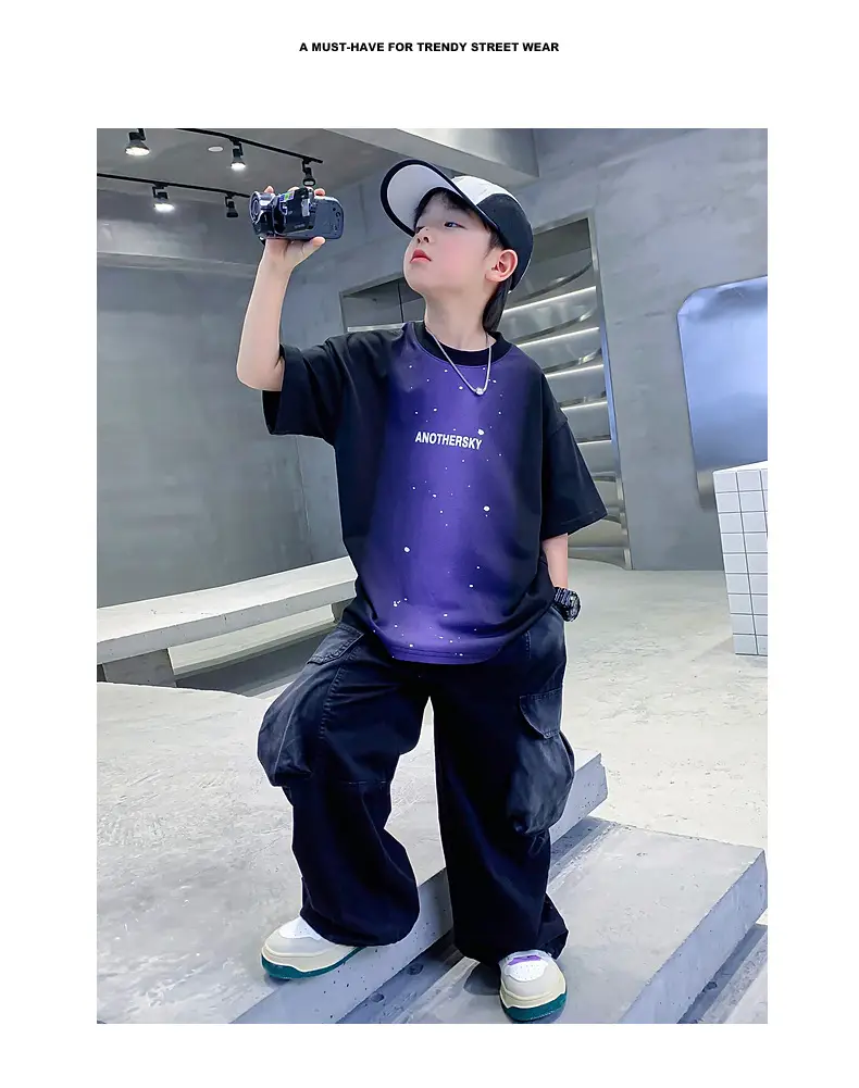 Boy's Purple Gradient Ink Short Sleeve T-Shirt 2025 — feature 2