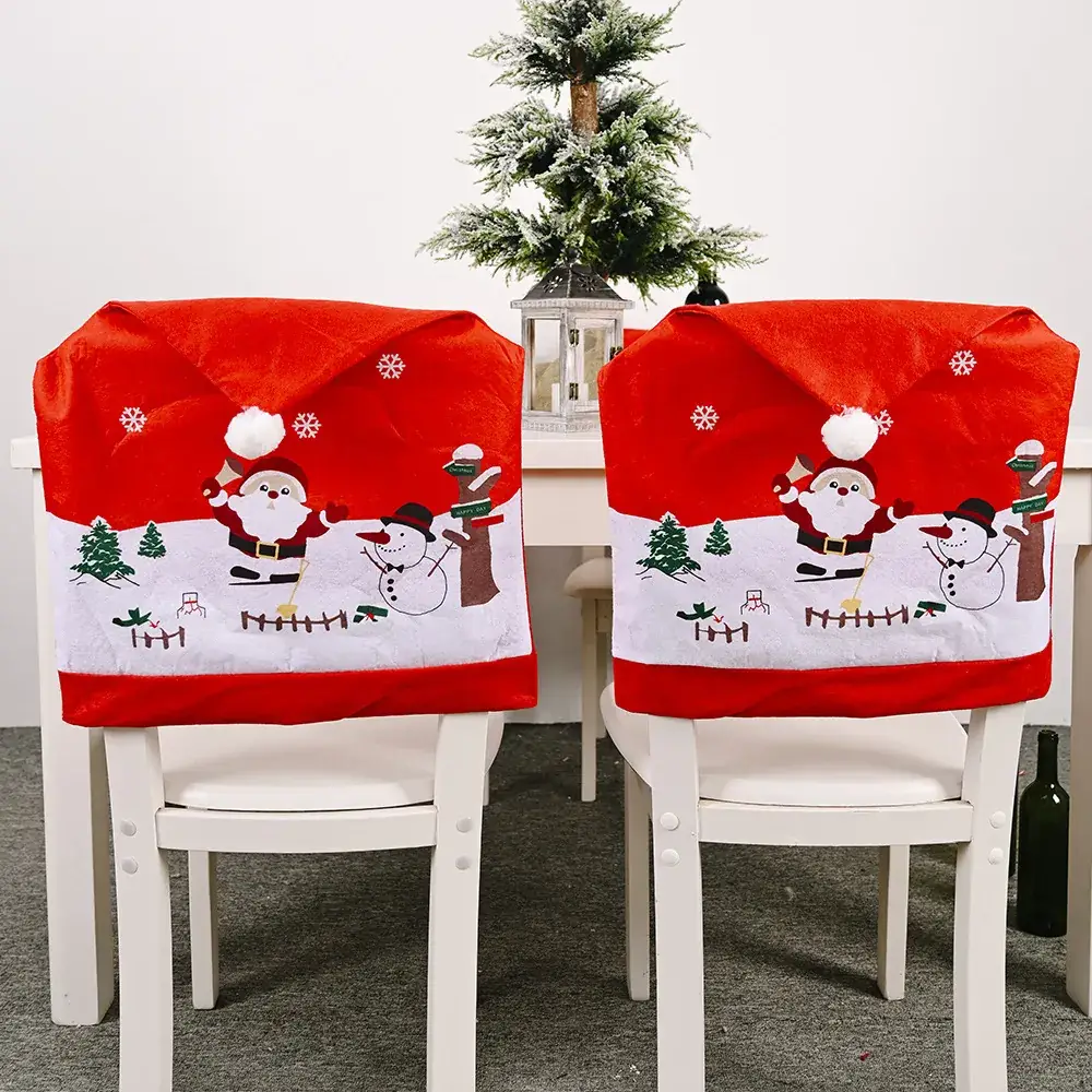 Christmas Snowman Chair Covers Red Non-Woven - Image 3