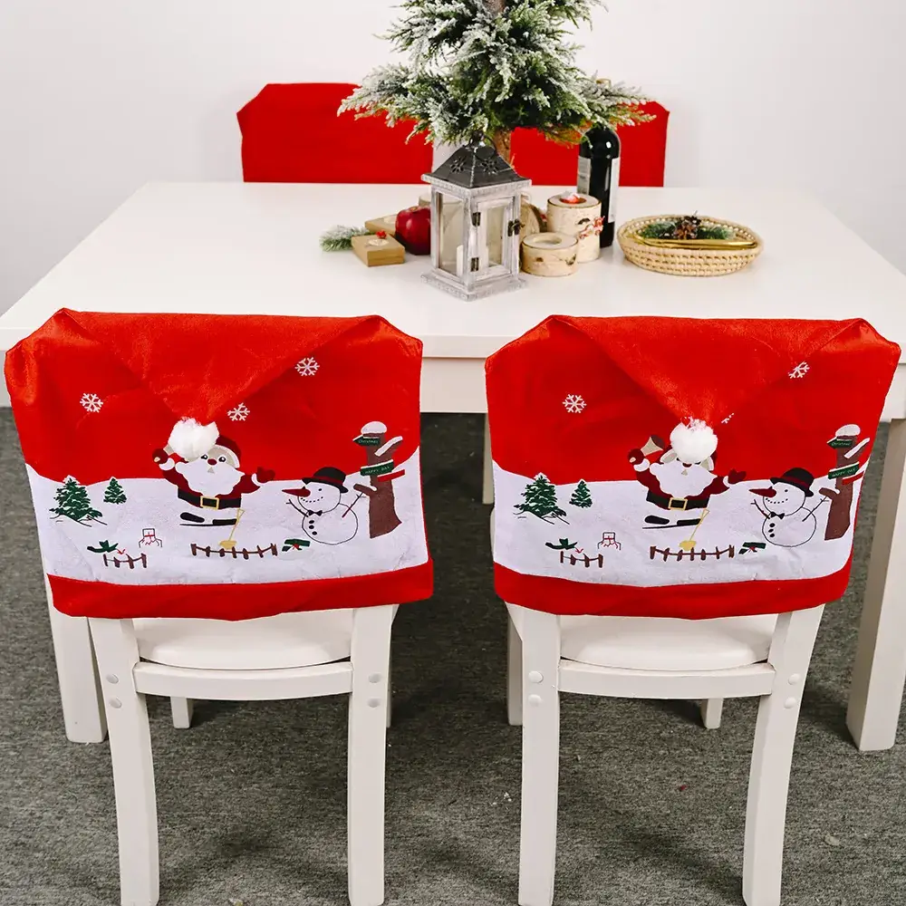 Christmas Snowman Chair Covers Red Non-Woven - Image 5