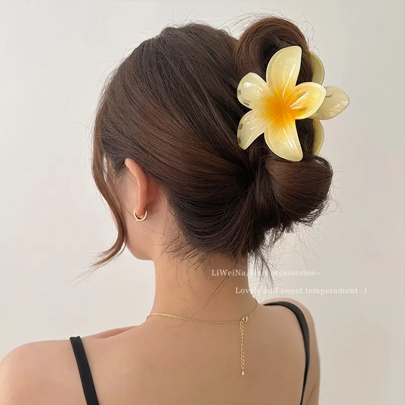 Women's Egg Flower Hairpin with Back of Head Half Tie Clip - Image 9