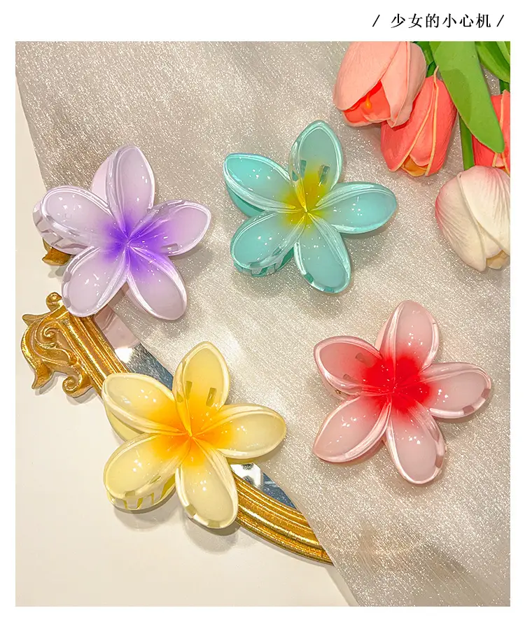 Women's Egg Flower Hairpin with Back of Head Half Tie Clip — feature 10