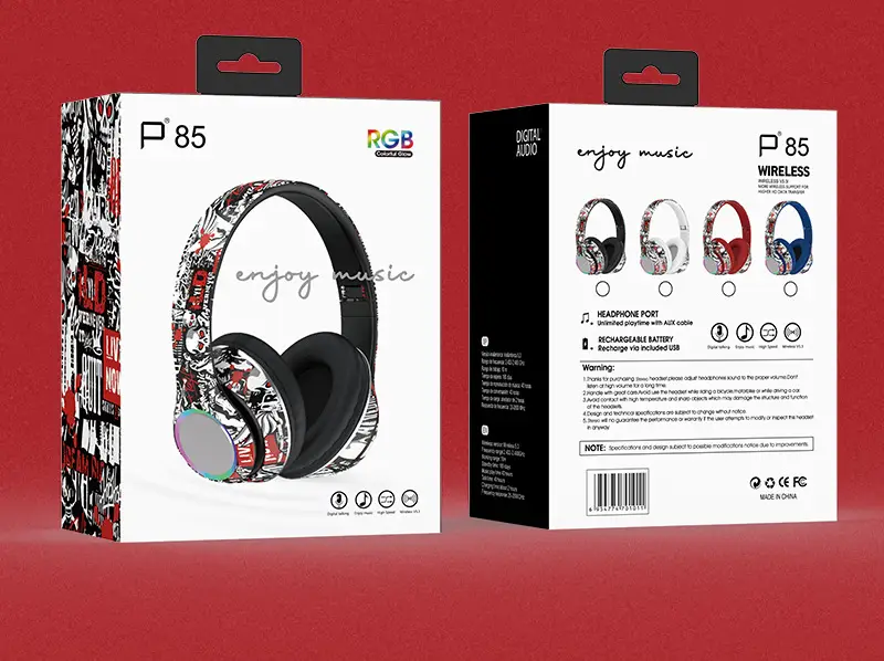 Over-Ear Bluetooth Headset with RGB Lights & Graffiti Design — feature 11