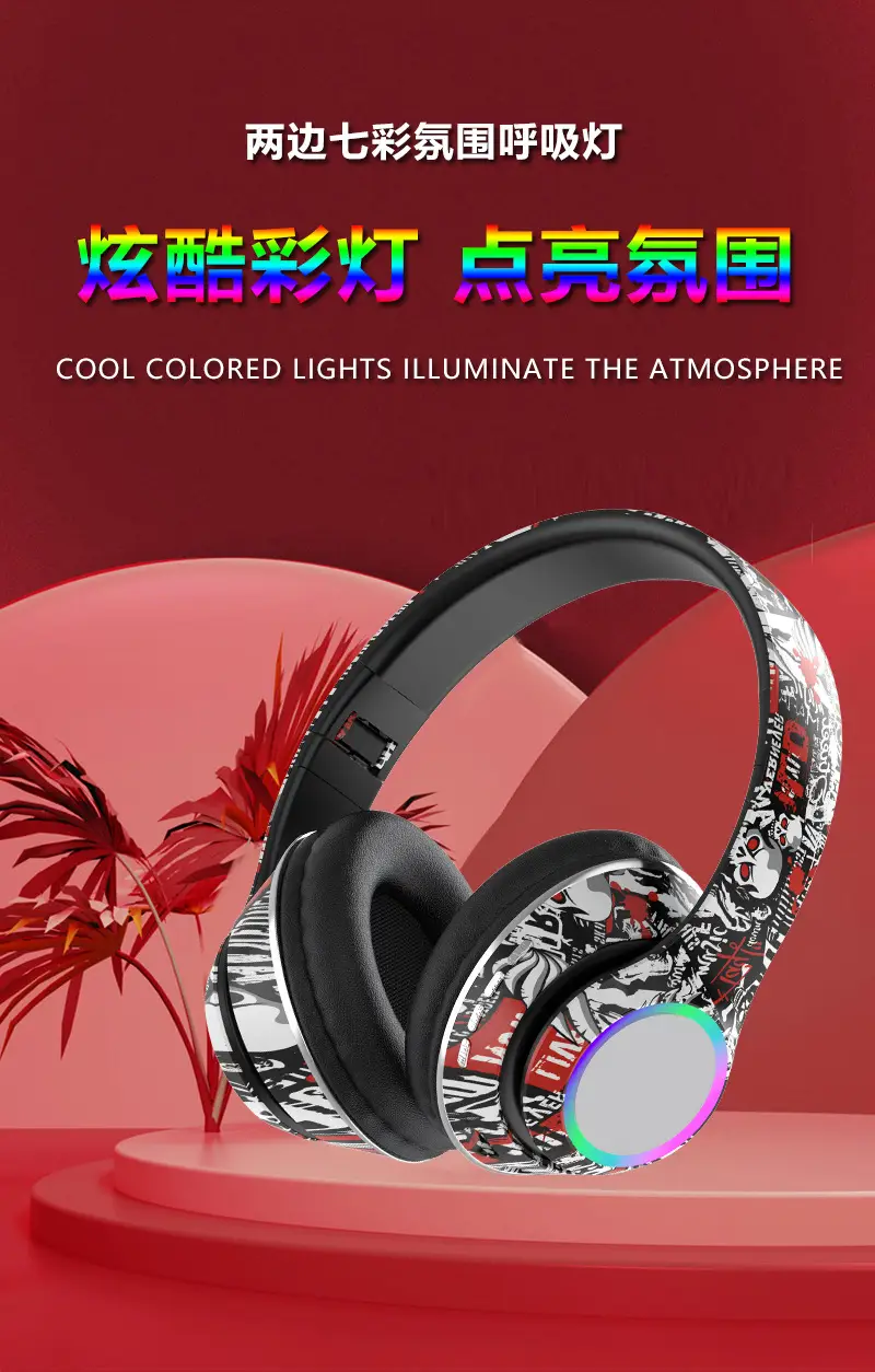 Over-Ear Bluetooth Headset with RGB Lights & Graffiti Design — feature 7