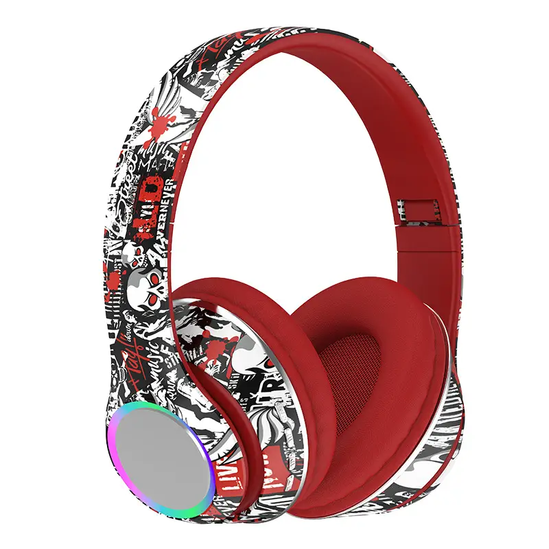 Over-Ear Bluetooth Headset with RGB Lights & Graffiti Design - Image 3
