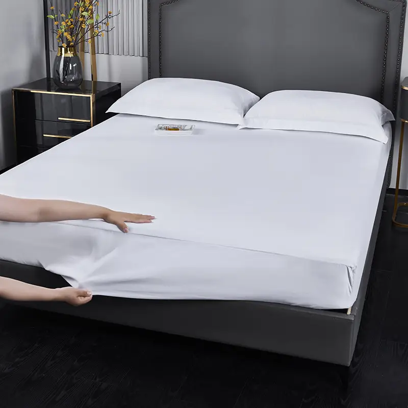 Four-Piece Linen Set for Star-Rated Hotels, Four Seasons Style, Pure White, Hotel and B&B Bedding Set, Bed Sheet and Fitted Sheet Style