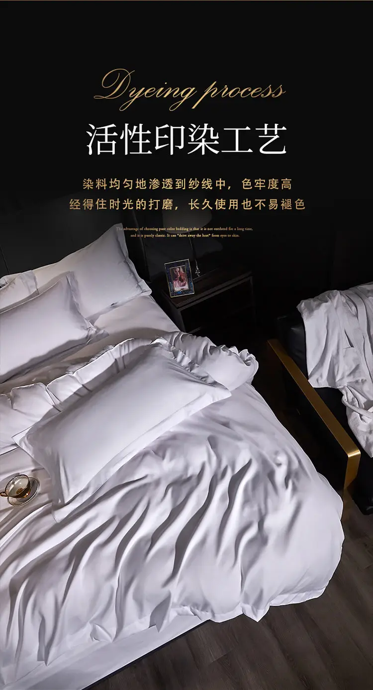 Four-Piece Linen Set for Star-Rated Hotels, Four Seasons Style, Pure White, Hotel and B&B Bedding Set, Bed Sheet and Fitted Sheet Style — feature 10