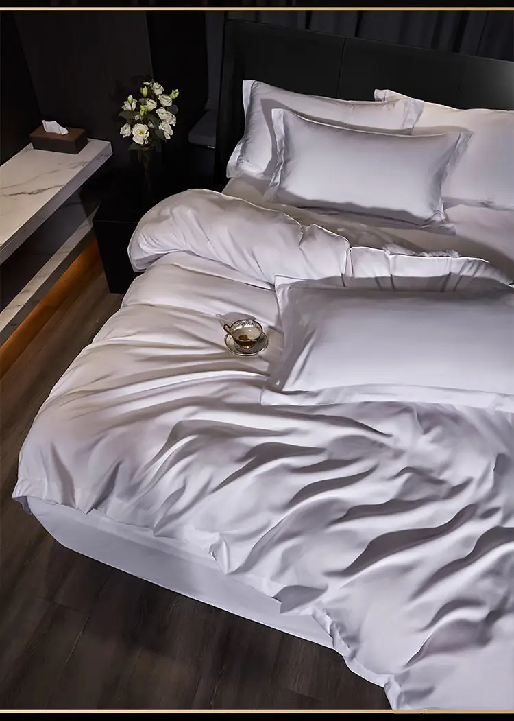Four-Piece Linen Set for Star-Rated Hotels, Four Seasons Style, Pure White, Hotel and B&B Bedding Set, Bed Sheet and Fitted Sheet Style — feature 3