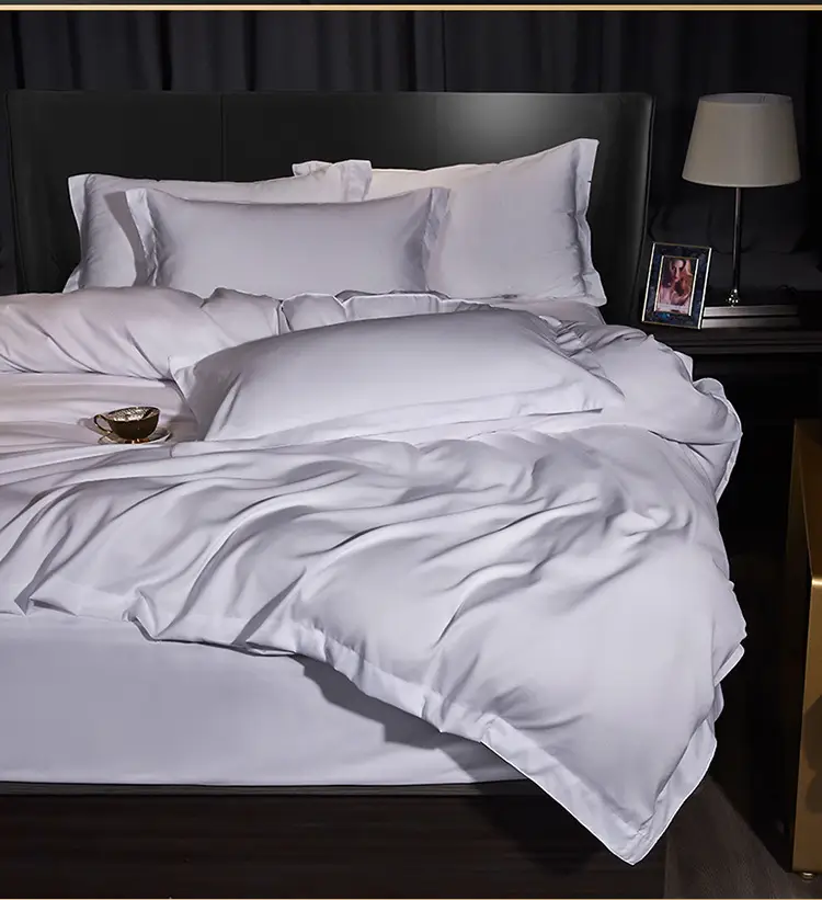 Four-Piece Linen Set for Star-Rated Hotels, Four Seasons Style, Pure White, Hotel and B&B Bedding Set, Bed Sheet and Fitted Sheet Style — feature 6