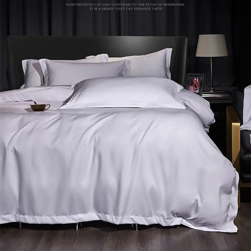 Four-Piece Linen Set for Star-Rated Hotels, Four Seasons Style, Pure White, Hotel and B&B Bedding Set, Bed Sheet and Fitted Sheet Style