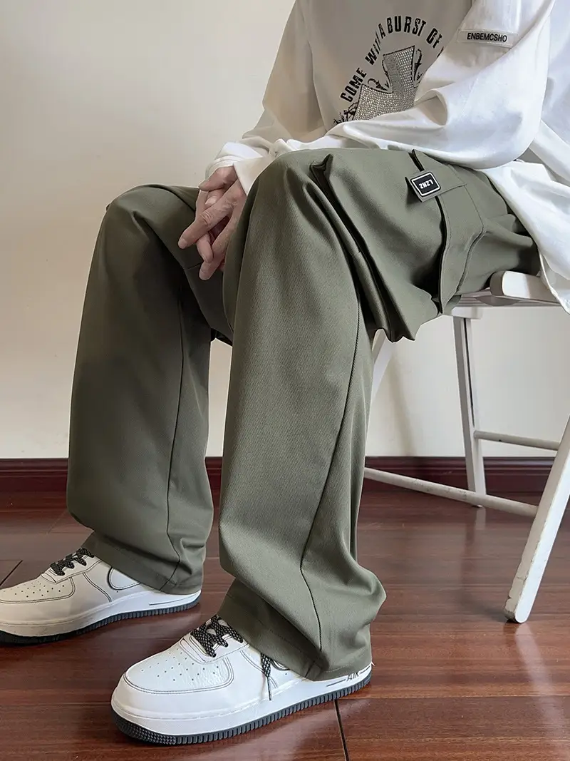 Men Black Straight Leg Cargo Pants Spring Autumn 2025 - Image 6