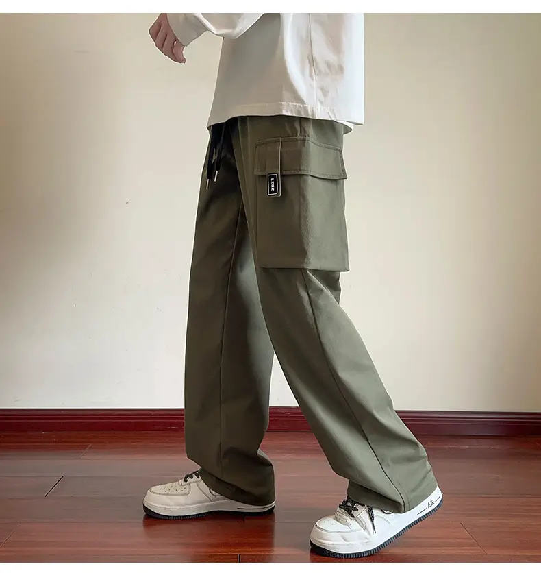 Men Black Straight Leg Cargo Pants Spring Autumn 2025 — feature 10