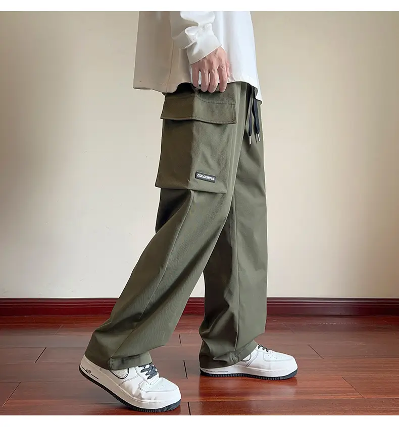 Men Black Straight Leg Cargo Pants Spring Autumn 2025 — feature 11