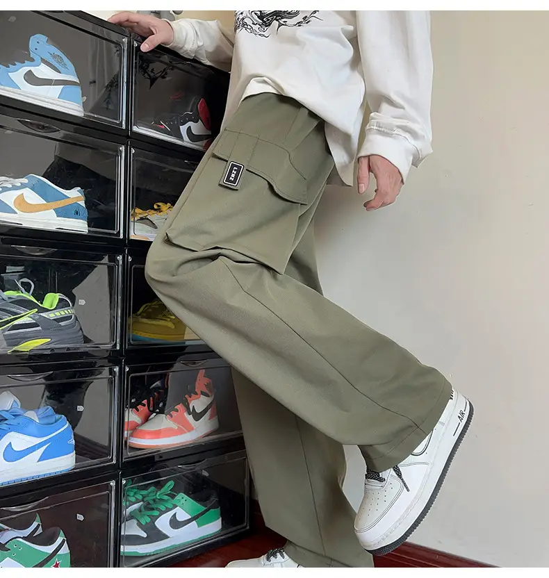 Men Black Straight Leg Cargo Pants Spring Autumn 2025 — feature 12
