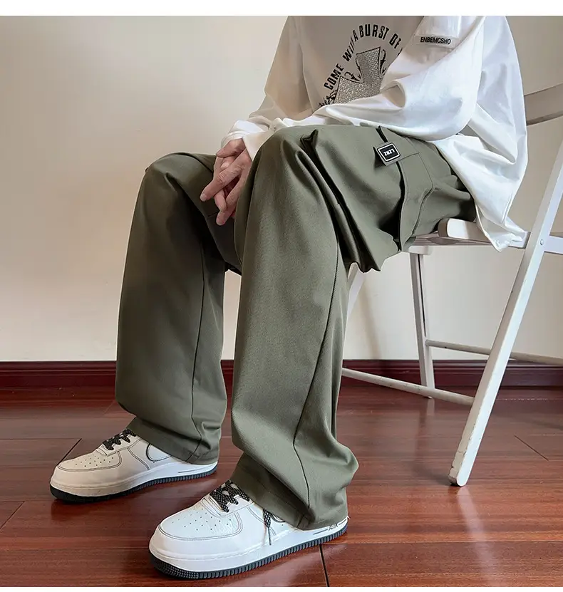 Men Black Straight Leg Cargo Pants Spring Autumn 2025 — feature 13