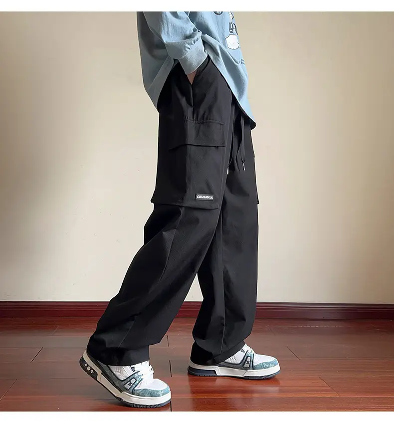 Men Black Straight Leg Cargo Pants Spring Autumn 2025 — feature 16