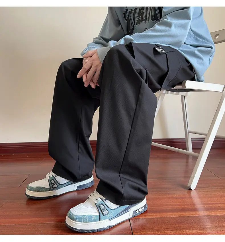 Men Black Straight Leg Cargo Pants Spring Autumn 2025 — feature 18