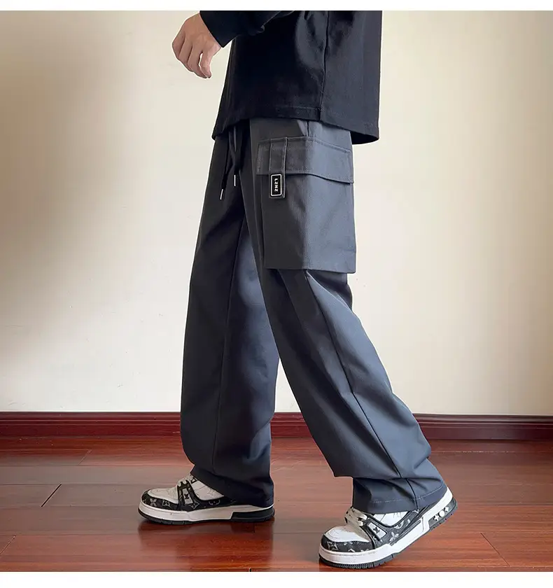 Men Black Straight Leg Cargo Pants Spring Autumn 2025 — feature 20
